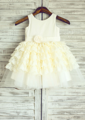 Cotton Cupcake Lace Tulle Flower Girl dress